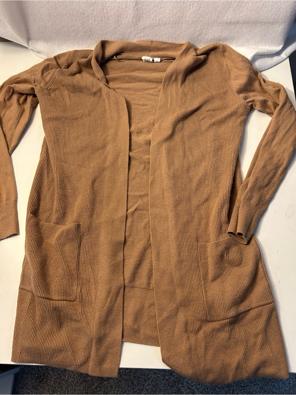 GAP Open-Front Long Cardigan - Camel Brown
